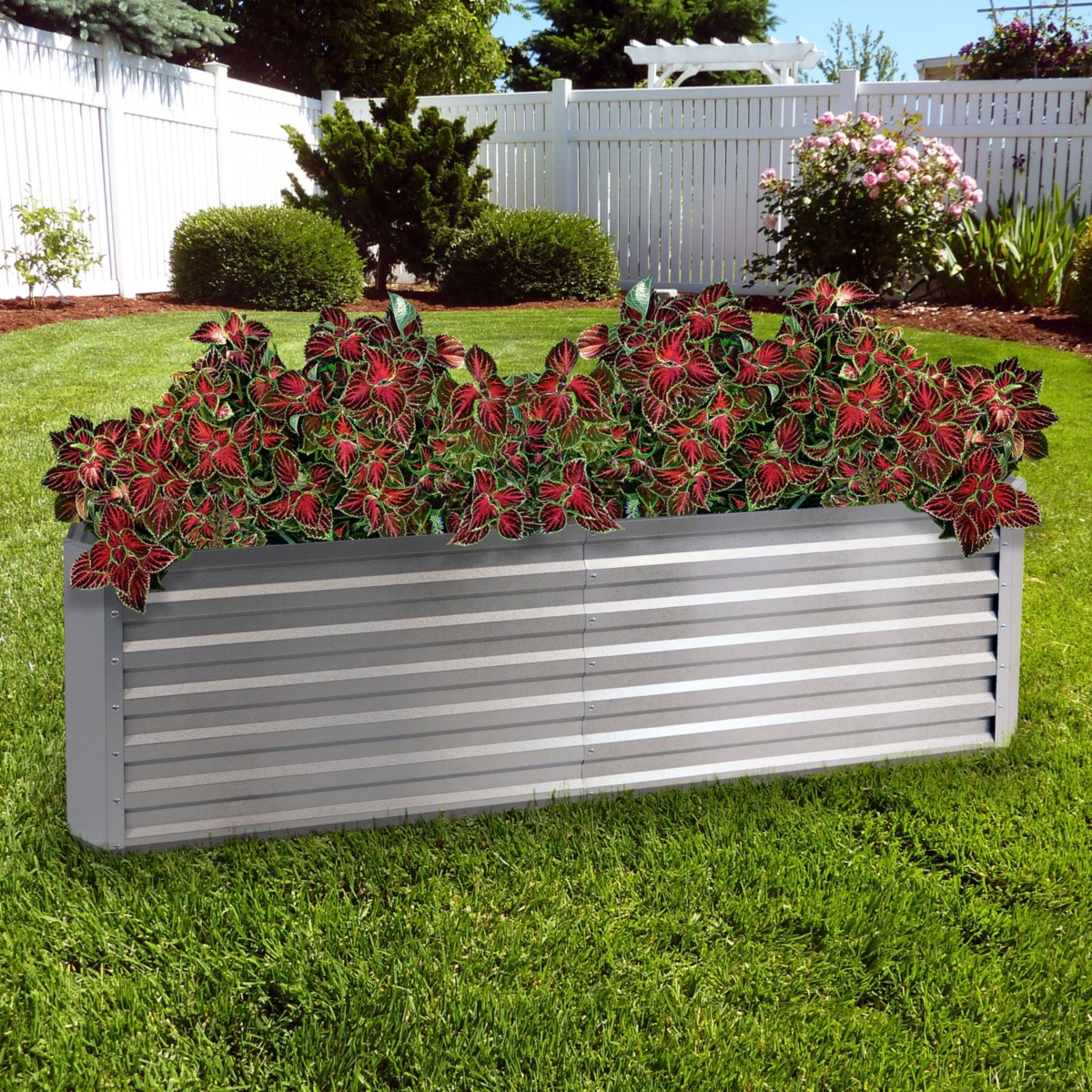 Sunnydaze Decor Galvalume Steel Rectangle Raised Garden Bed -- - Silver