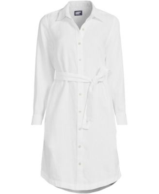 Women's Plus Size Long Sleeve Linen Shirt Dress