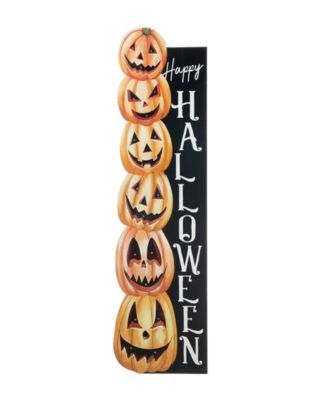 42"H Lighted Halloween Wooden Stacked Pumpkins Porch Sign with Timer