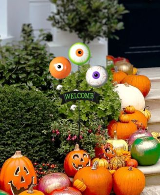 35.25"H Halloween Metal "WELCOME" Spring Eyeballs Yard Stake