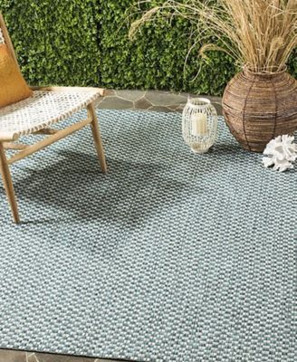 Courtyard CY8653 Turquoise and Light Gray 8' x 11' Sisal Weave Outdoor Area Rug