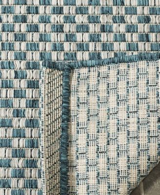 Courtyard CY8653 Turquoise and Light Gray 8' x 11' Sisal Weave Outdoor Area Rug