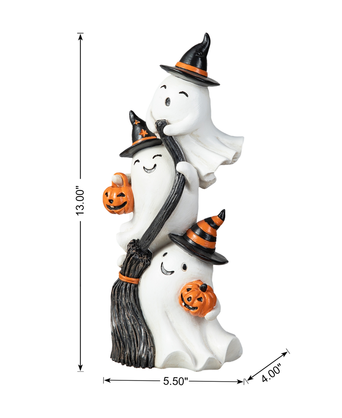 Glitzhome 13.00''h Halloween Polyresin Stacked Ghost Table Decor In Multi