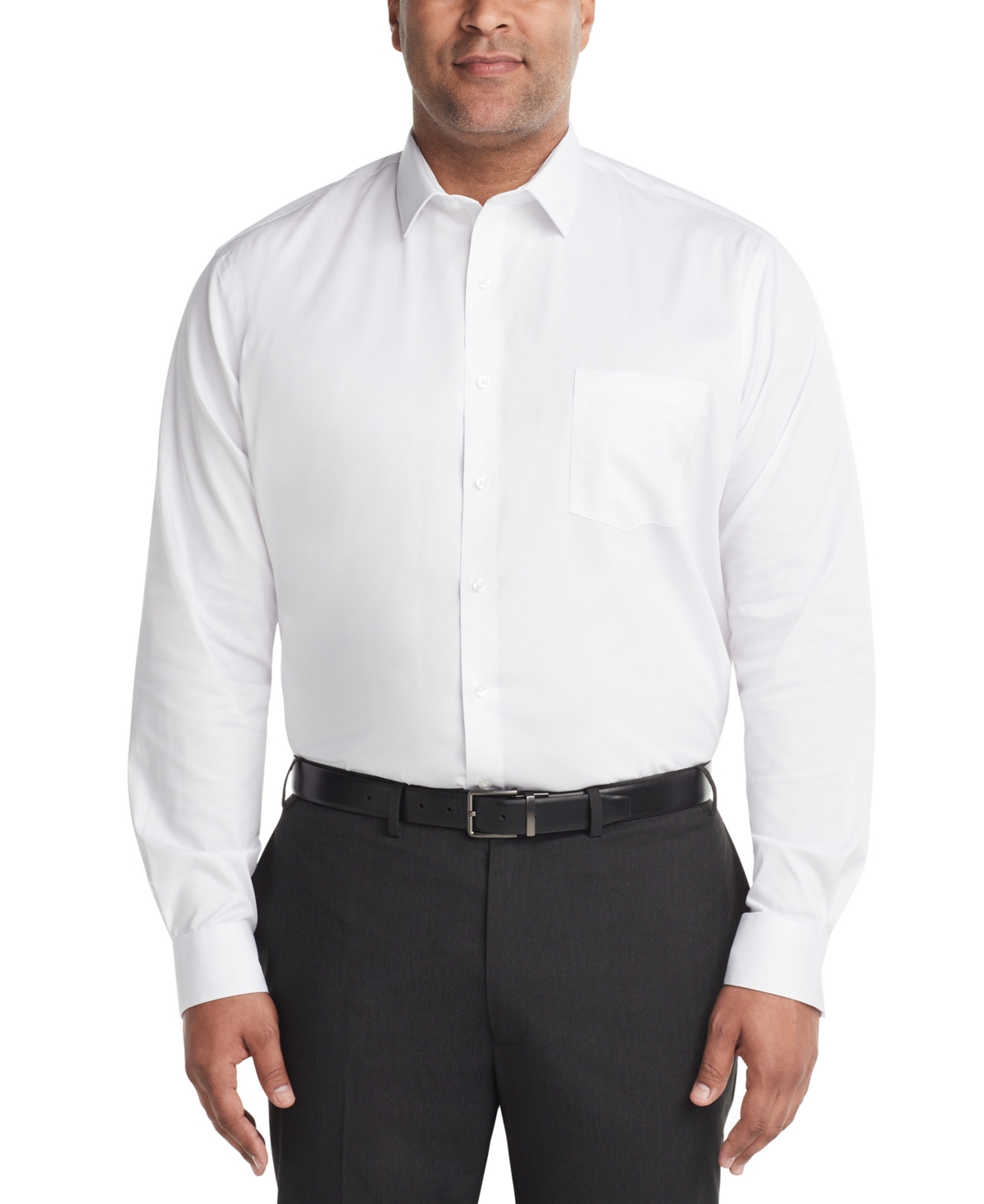 Men's Big & Tall Solid Dress Shirt - White
