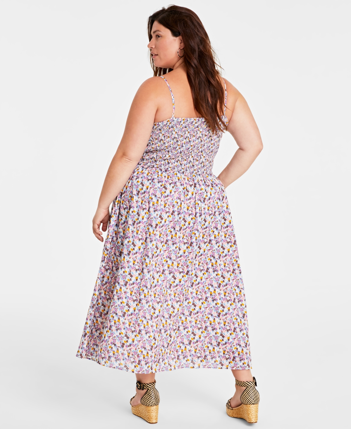 On 34th Trendy Plus Size Garden Print Corset Midi Dress, Created for Macy's