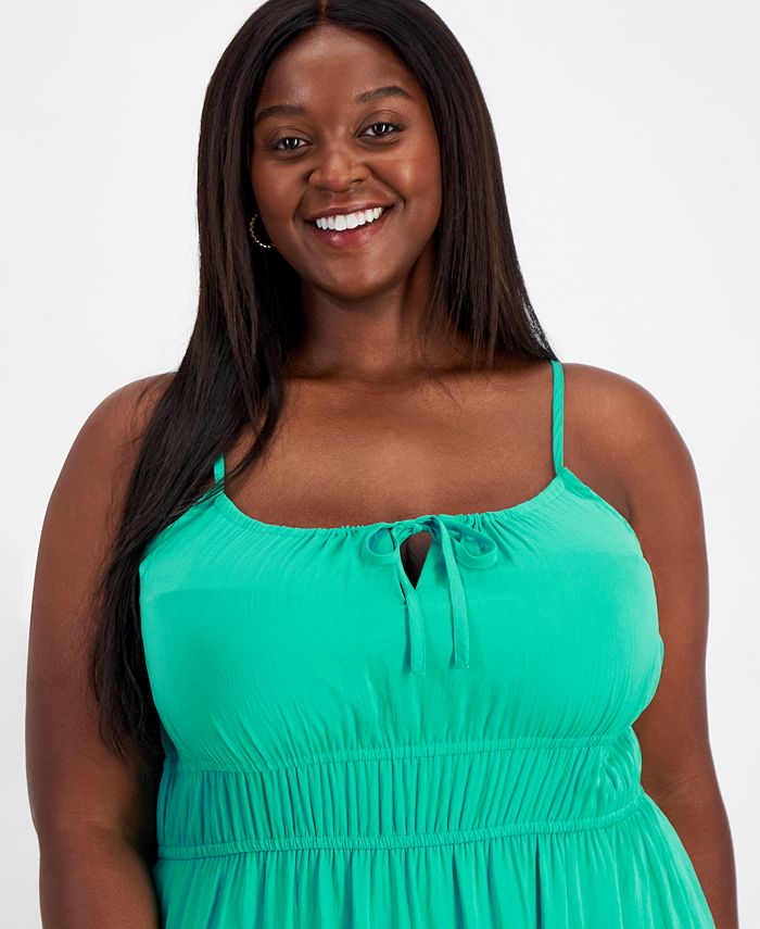 On 34th Trendy Plus Size Tie-Front Strappy Midi Dress, Created for Macy ...