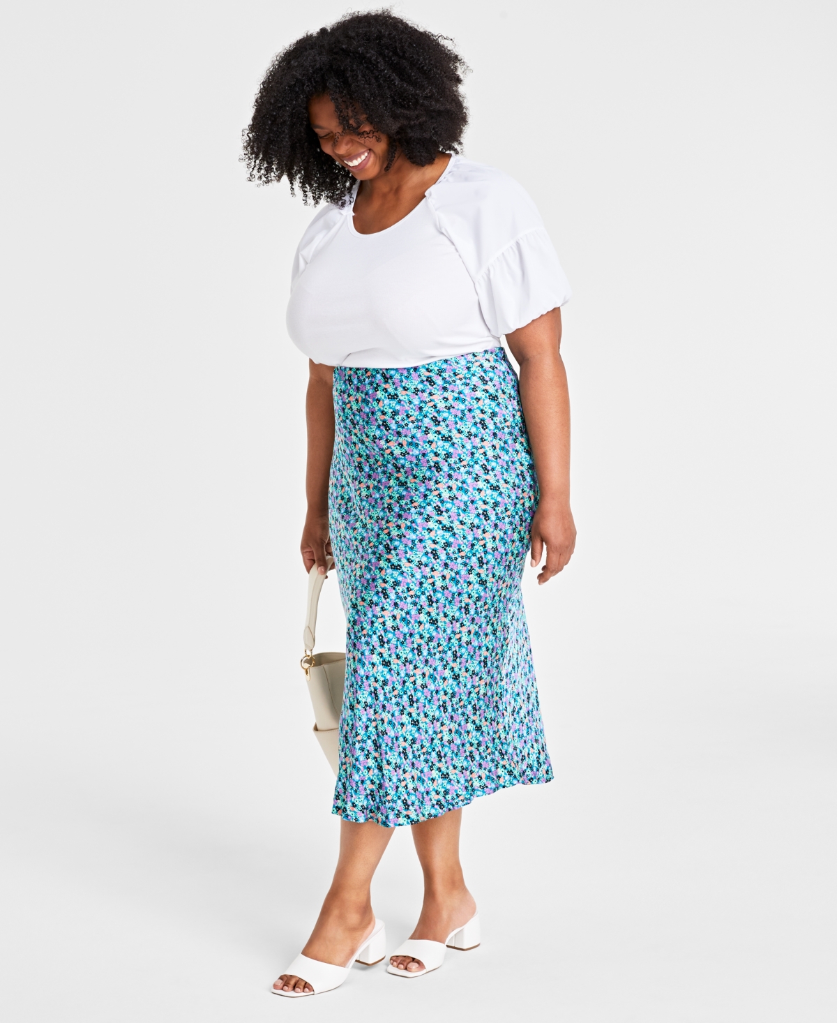 On 34th Trendy Plus Size Garden Floral Slip Skirt, Created for Macy's