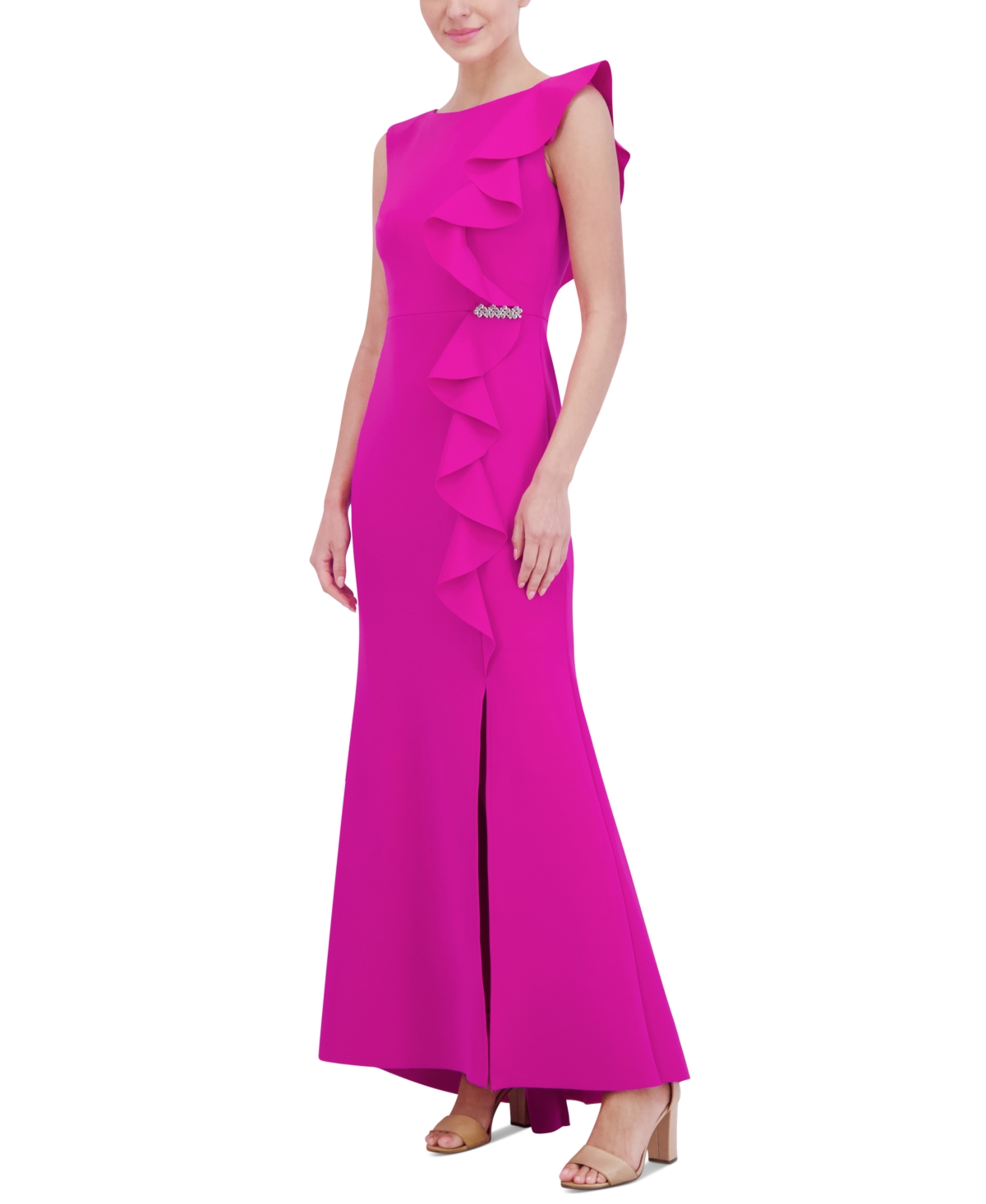 Shop Jessica Howard Women's Ruffled Gown In Fuchsia