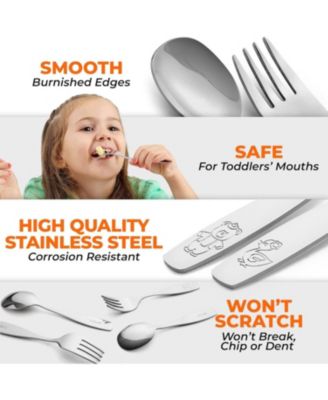 Kids and Toddler Cutlery Set Designed For Self Feeding -Spoon and Fork