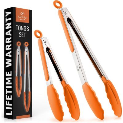 Stainless Steel Kitchen Tongs with Silicone Tips - Set of 2