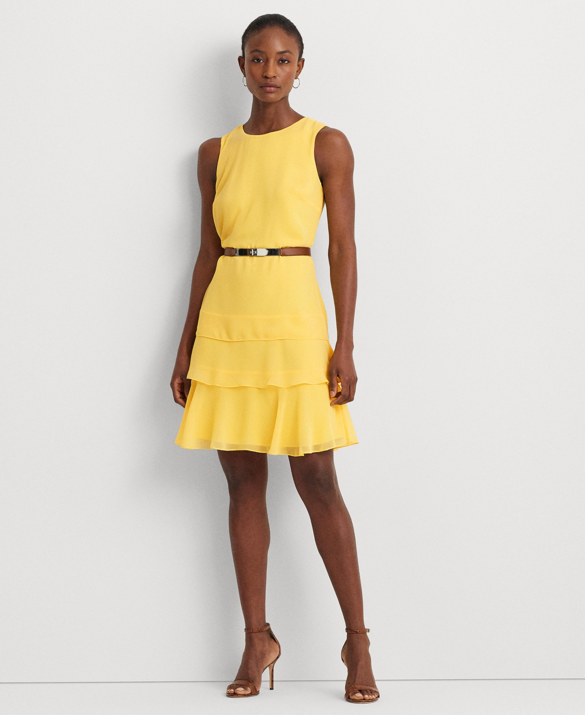Women's Georgette Shift Dress - Primrose Yellow