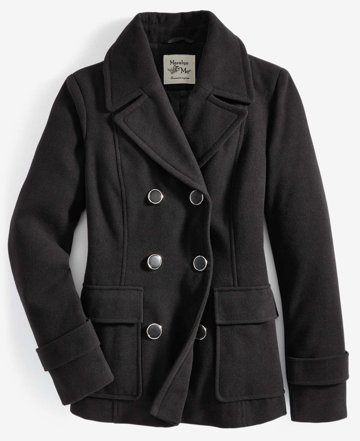Maralyn & Me Juniors' Double-Breasted Long-Sleeve Peacoat, Created for Macy's
