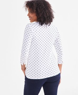Style & Co Petite Dot Pima Knit Top, Created for Macy's - Macy's