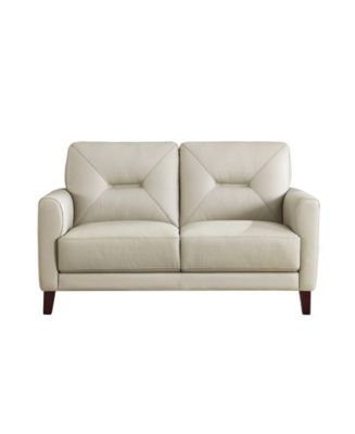 Mavis 57" Top Grain Leather Loveseat - Macy's