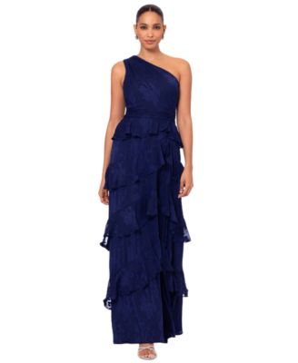 XSCAPE - Women's Tiered One-Shoulder Gown