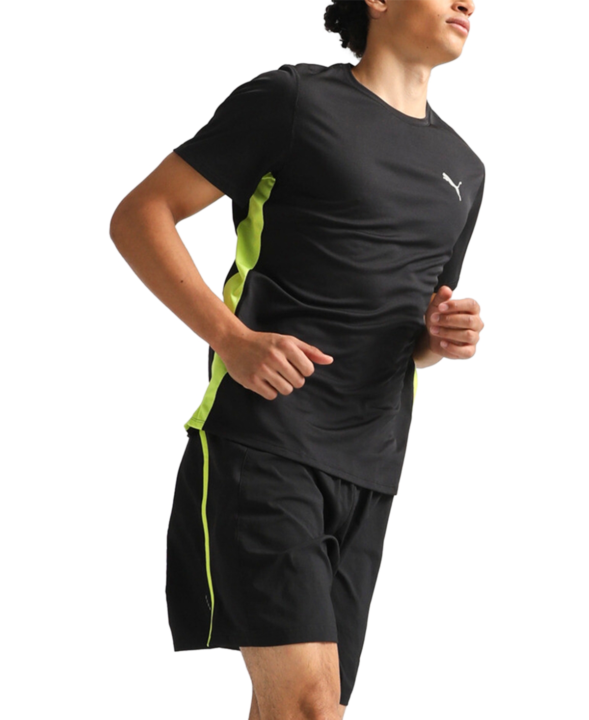 Puma Men's Run Favorite Velocity Logo T-Shirt - Puma Black-lime Pow