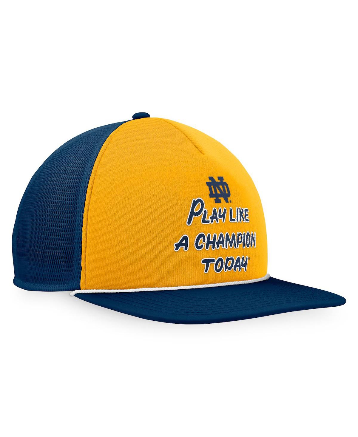 Top Of The World Men's Navy/gold Notre Dame Fighting Irish Play Like A Champion Today Foam Trucker Adjustable Hat In Tr Ny,cg G