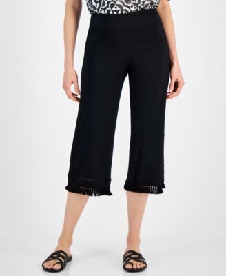 JM Collection - Women's Fringe-Trim Capri Pants