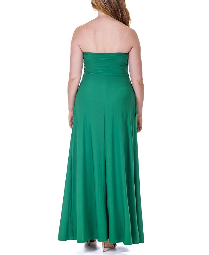 2578 Green Asymmetrical Pocket Strapless Dress