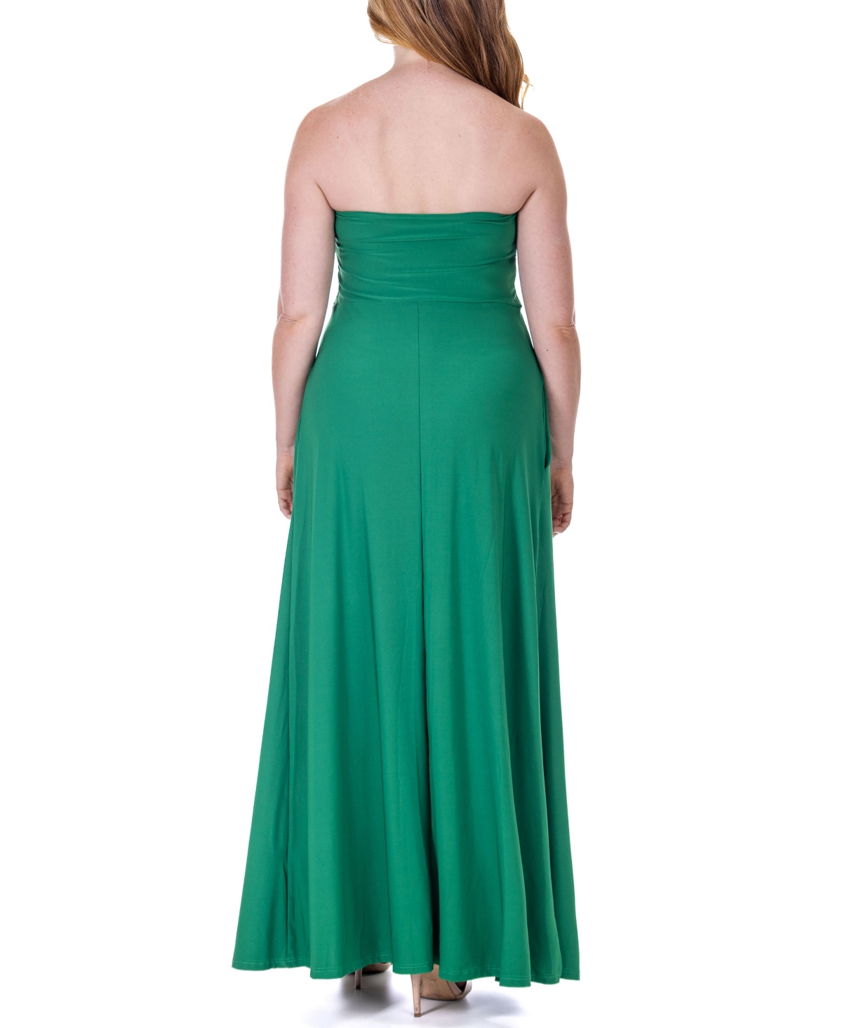 Shop 24seven Comfort Apparel Pleated A Line Strapless Maxi Pocket Dress In Turquoise