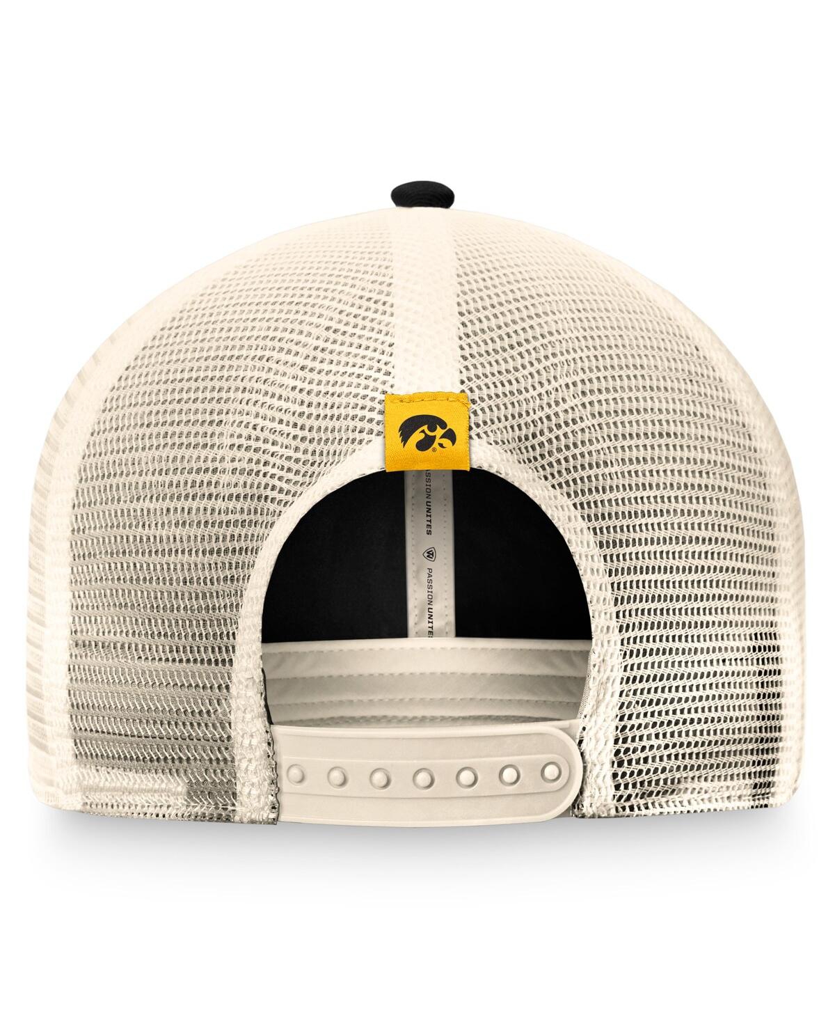 Top Of The World Men's Black Iowa Hawkeyes Refined Trucker Adjustable Hat In Cg,b,n