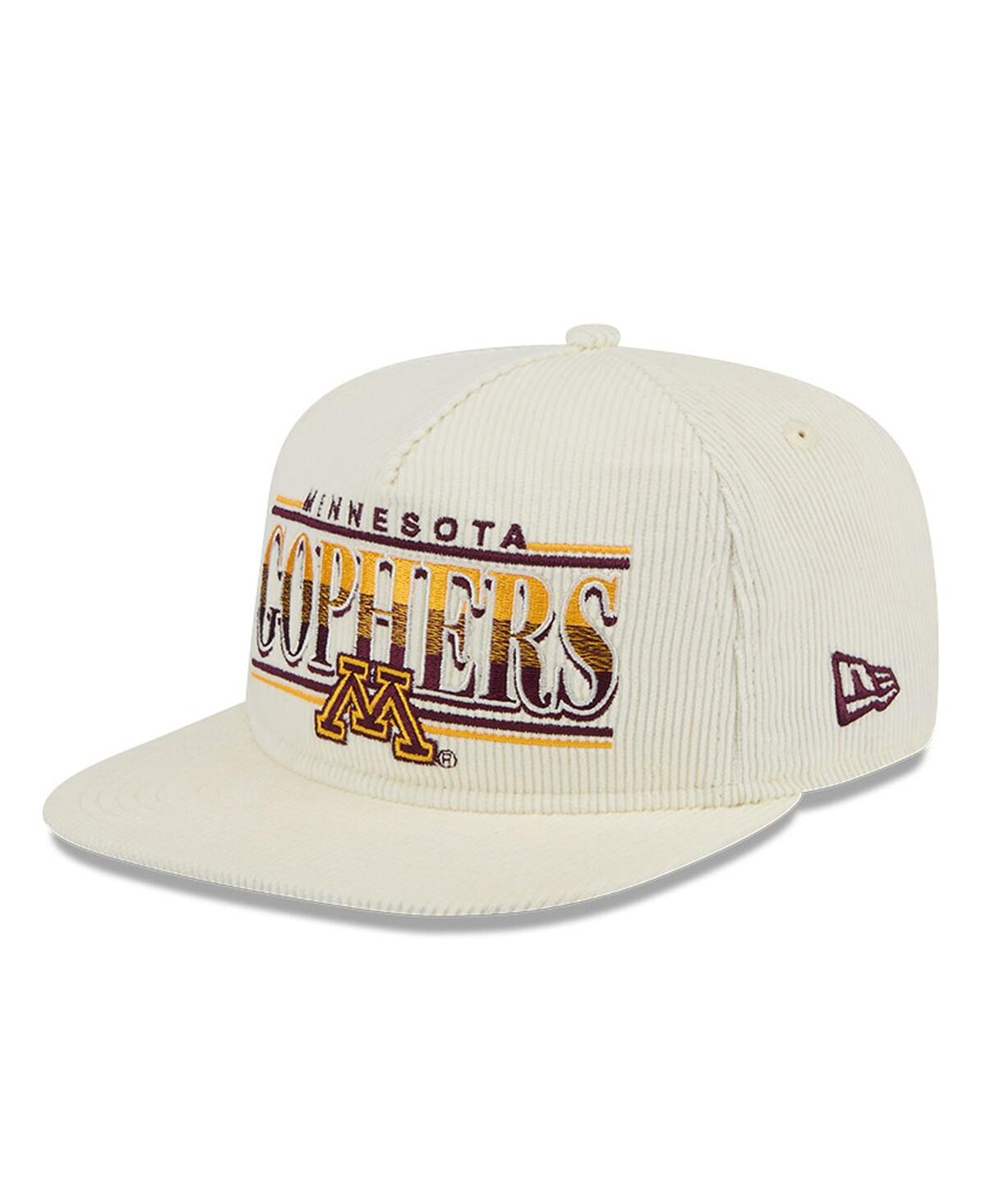 Shop New Era Men's White Minnesota Golden Gophers Throwback Golfer Corduroy Snapback Hat In Cream