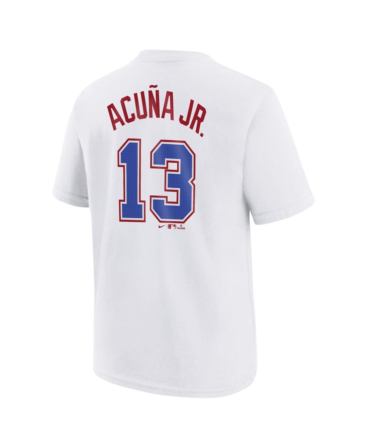 Nike Youth Ronald Acuna Jr. White Atlanta Braves Fuse City Connect Name Number T-shirt In White