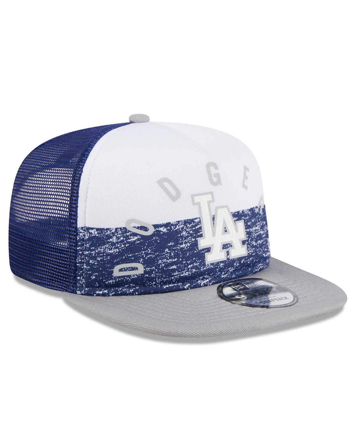 New Era Men's White/gray Los Angeles Dodgers Team Foam Front A-frame Trucker 9fifty Snapback Hat In White Gray