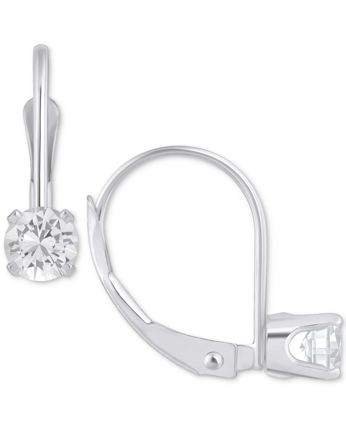 Macy's Amethyst Solitaire Leverback Earrings (1/2 Ct. T.w.) In 14k White Gold (also In Additional Gemstones In White Topaz