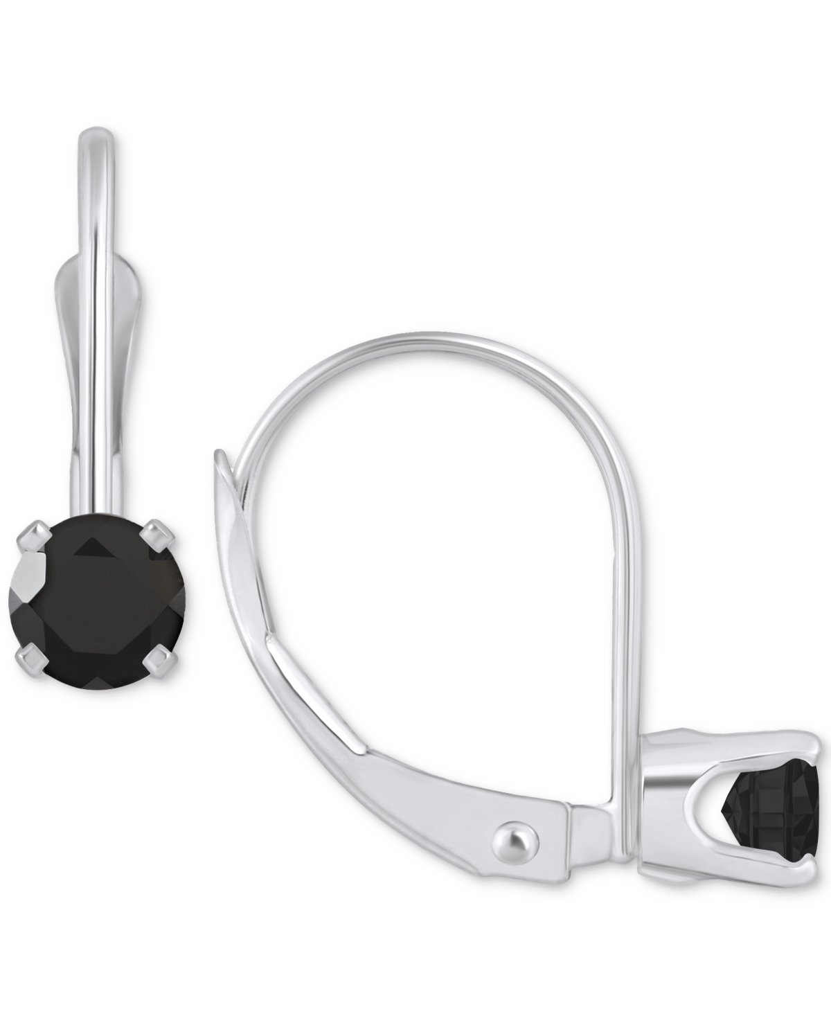 Macy's Amethyst Solitaire Leverback Earrings (1/2 Ct. T.w.) In 14k White Gold (also In Additional Gemstones In Onyx