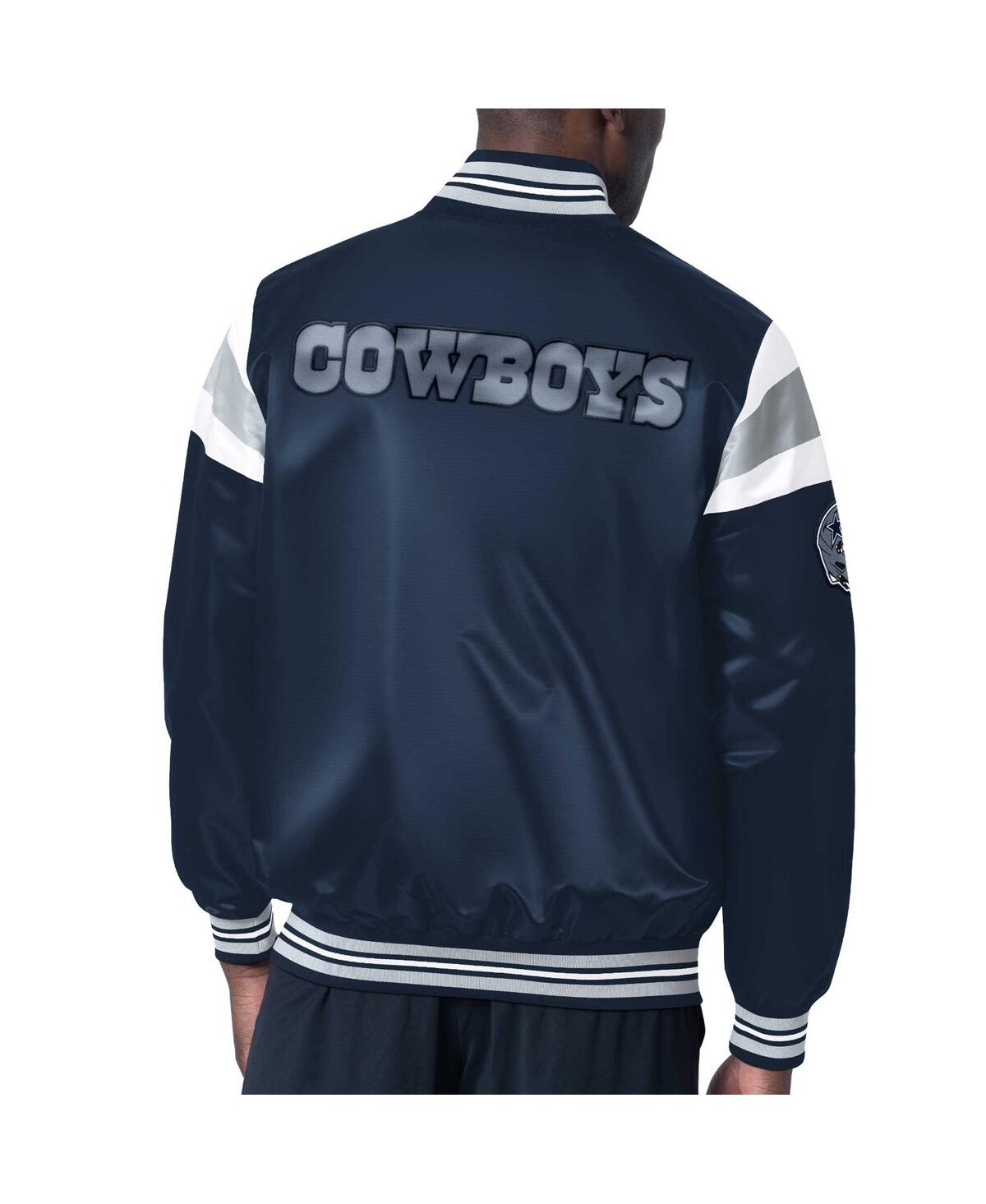 Starter Men's White Dallas Cowboys Satin Varsity Full-snap Jacket In White Navy
