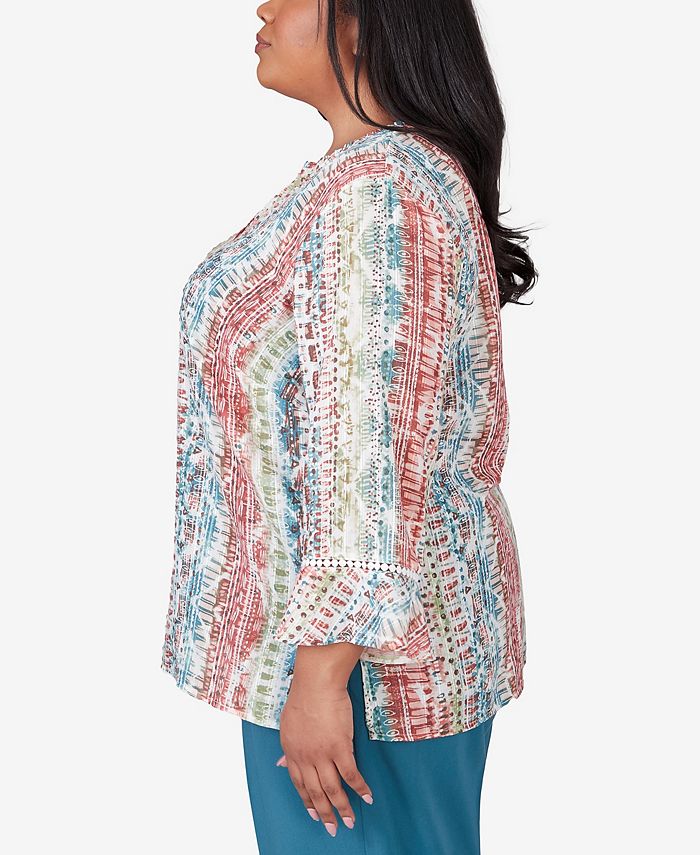 Alfred Dunner Plus Size Sedona Sky Vertical Button Down Stripe Top - Macy's