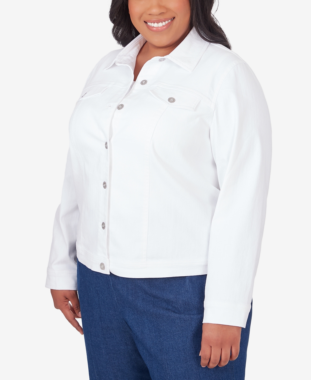 Shop Alfred Dunner Plus Size Classic Fit Denim Jacket In White