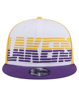 Men's White/Purple Los Angeles Lakers Throwback Gradient Tech Font 9fifty Snapback Hat