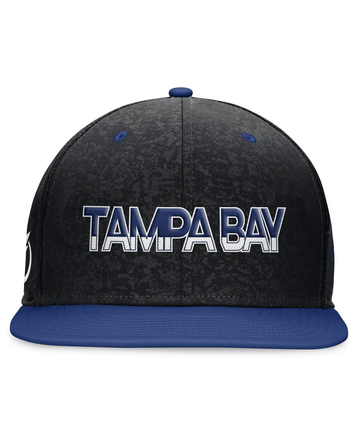 Shop Fanatics Branded Men's Black/blue Tampa Bay Lightning Alternate Jersey Adjustable Snapback Hat In Blk,blucob