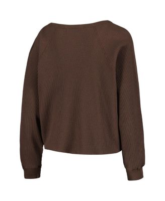 Women's Brown Pink Floyd Cosmic Pyramid Raw Thermal Raglan Long Sleeve T-Shirt