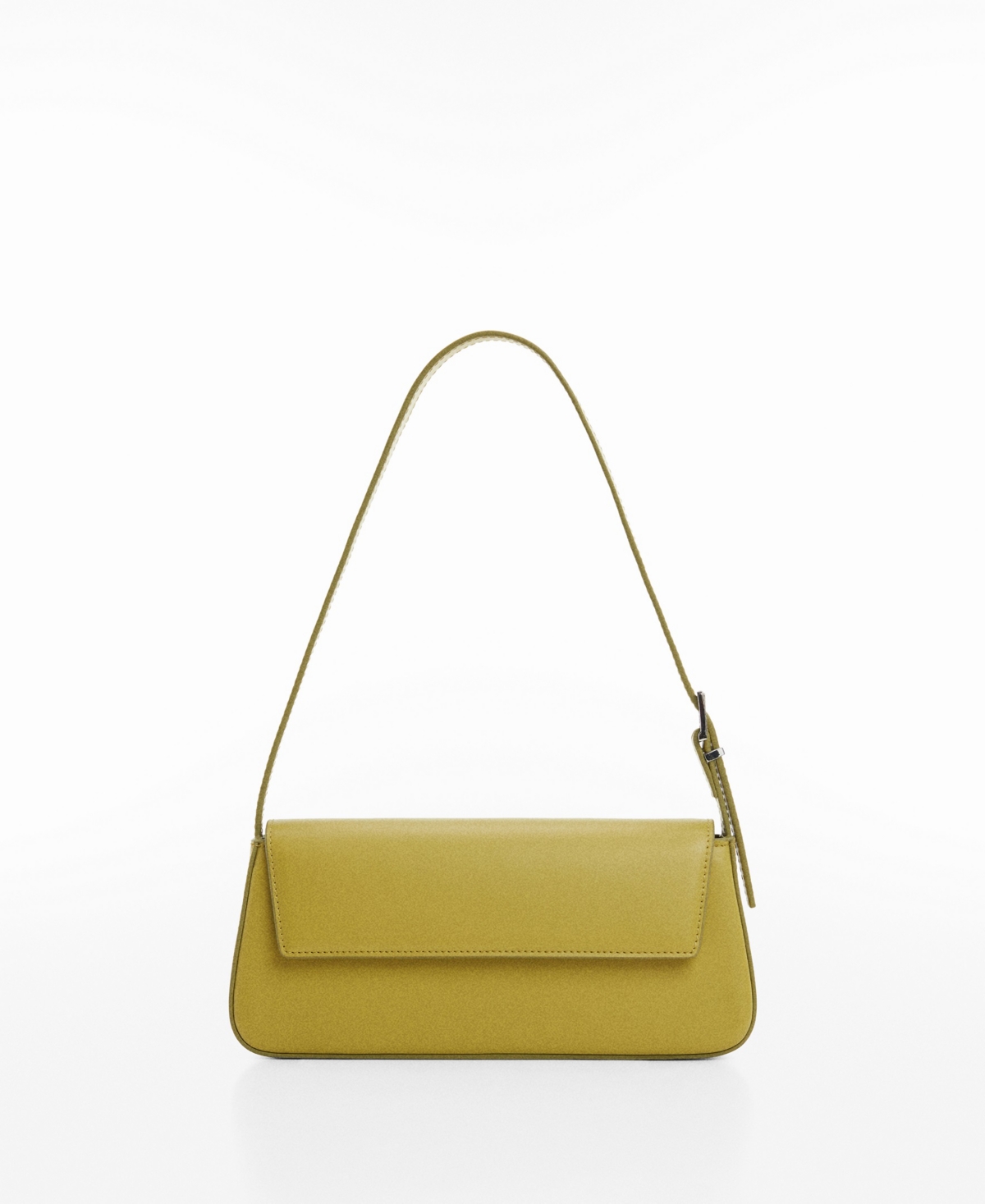 Shop Mango Women's Patent Leather Effect Flap Bag In Bright Yellow