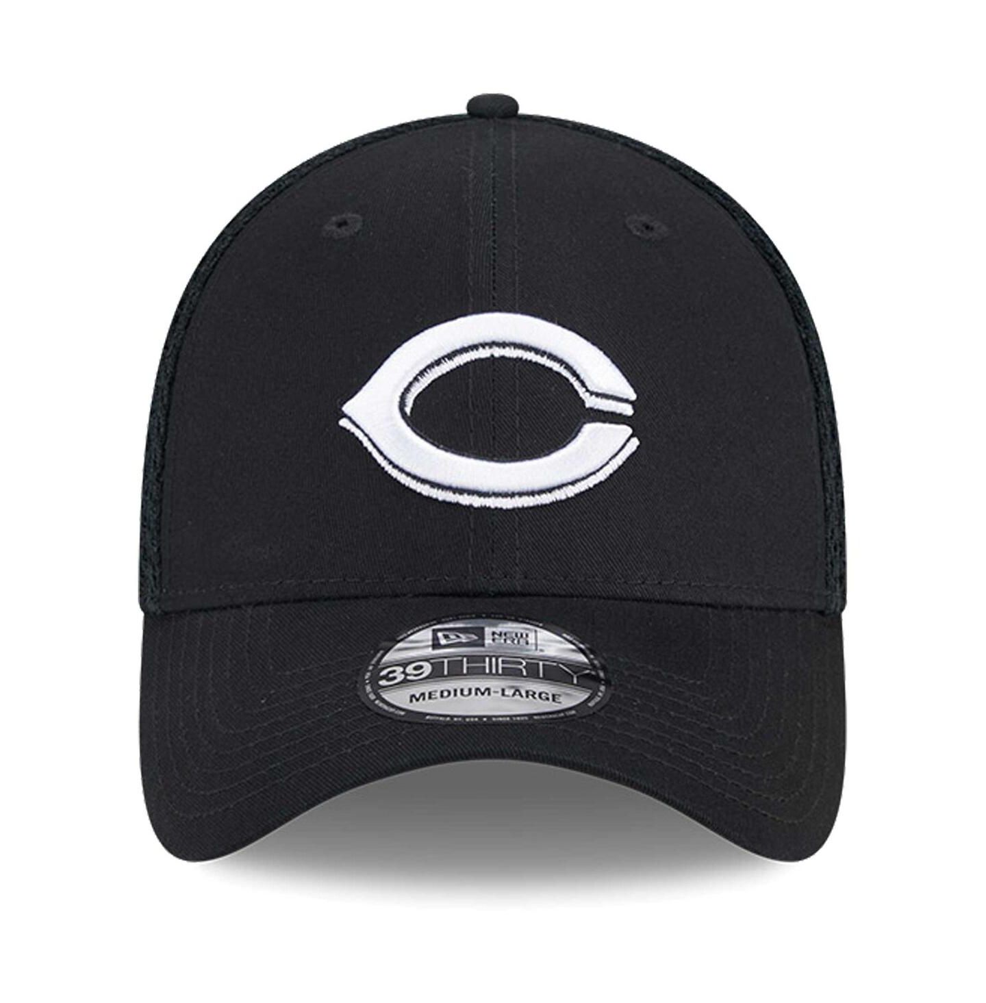 Мужская кепка New Era Cincinnati Reds Evergreen Black White Neo 39Thirty Flex Hat — фото 4