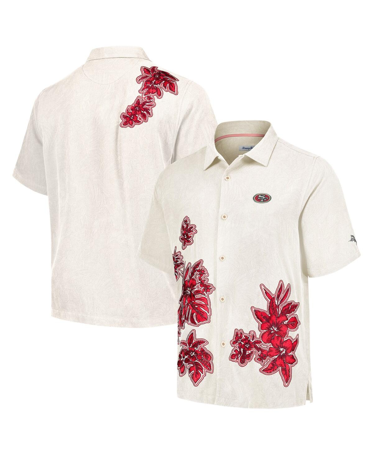 Shop Tommy Bahama Men's Cream San Francisco 49ers Hibiscus Camp Button-up Shirt