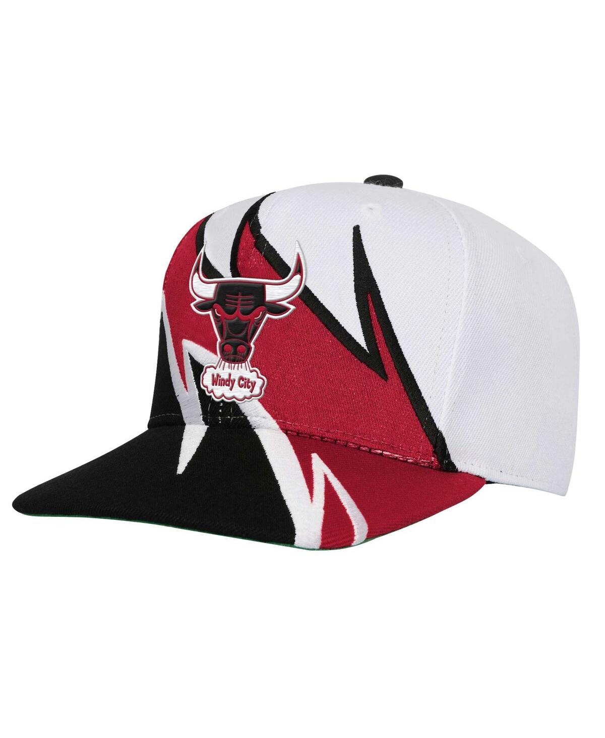 Mitchell Ness Youth White Chicago Bulls Wave Runner Snapback Hat - White Red