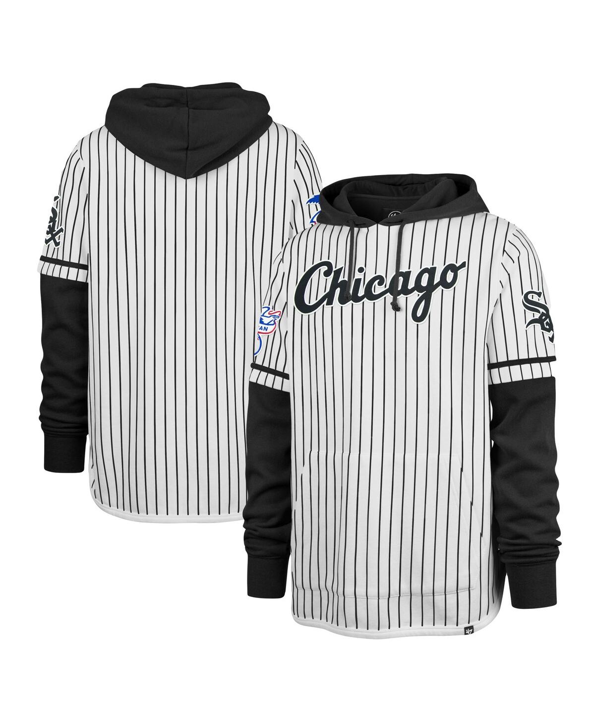 47 Brand Men's White Chicago White Sox Pinstripe Double Header Pullover Hoodie - White