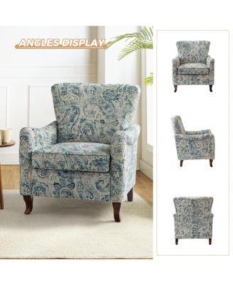 Ewert Comfy Floral Fabric Pattern Armchair with Wingback Design