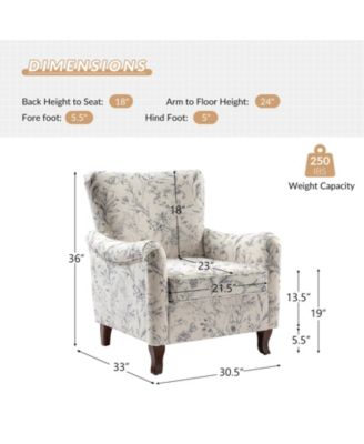 Ewert Comfy Floral Fabric Pattern Armchair with Wingback Design