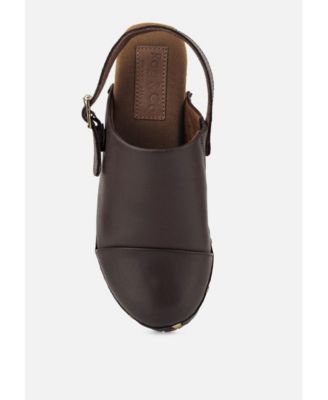 ALONA Womens Slingback High Block Heeled Clogs