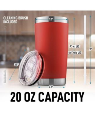 20oz Stainless Steel Tumbler With Lid and Straw - Sweat-Free Travel Coffee Mug Tumbler Cups