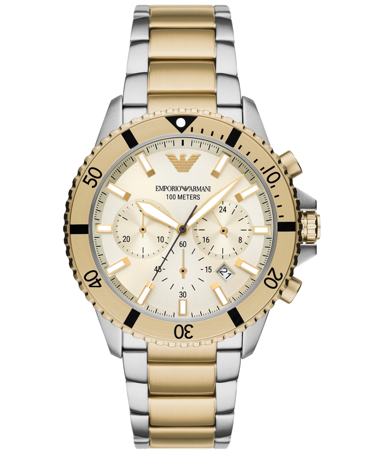 Men's Chronograph Two-Tone Stainless Steel Bracelet Watch 43mm