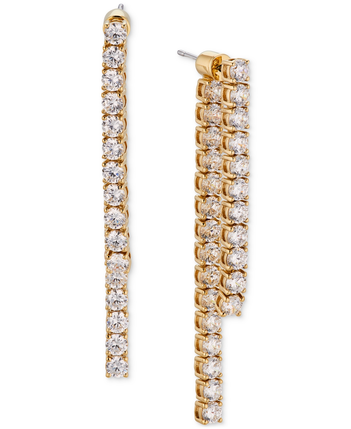 Shop Eliot Danori Silver-tone Cubic Zirconia Front-to-back Linear Drop Earrings, Created For Macy's In Gold