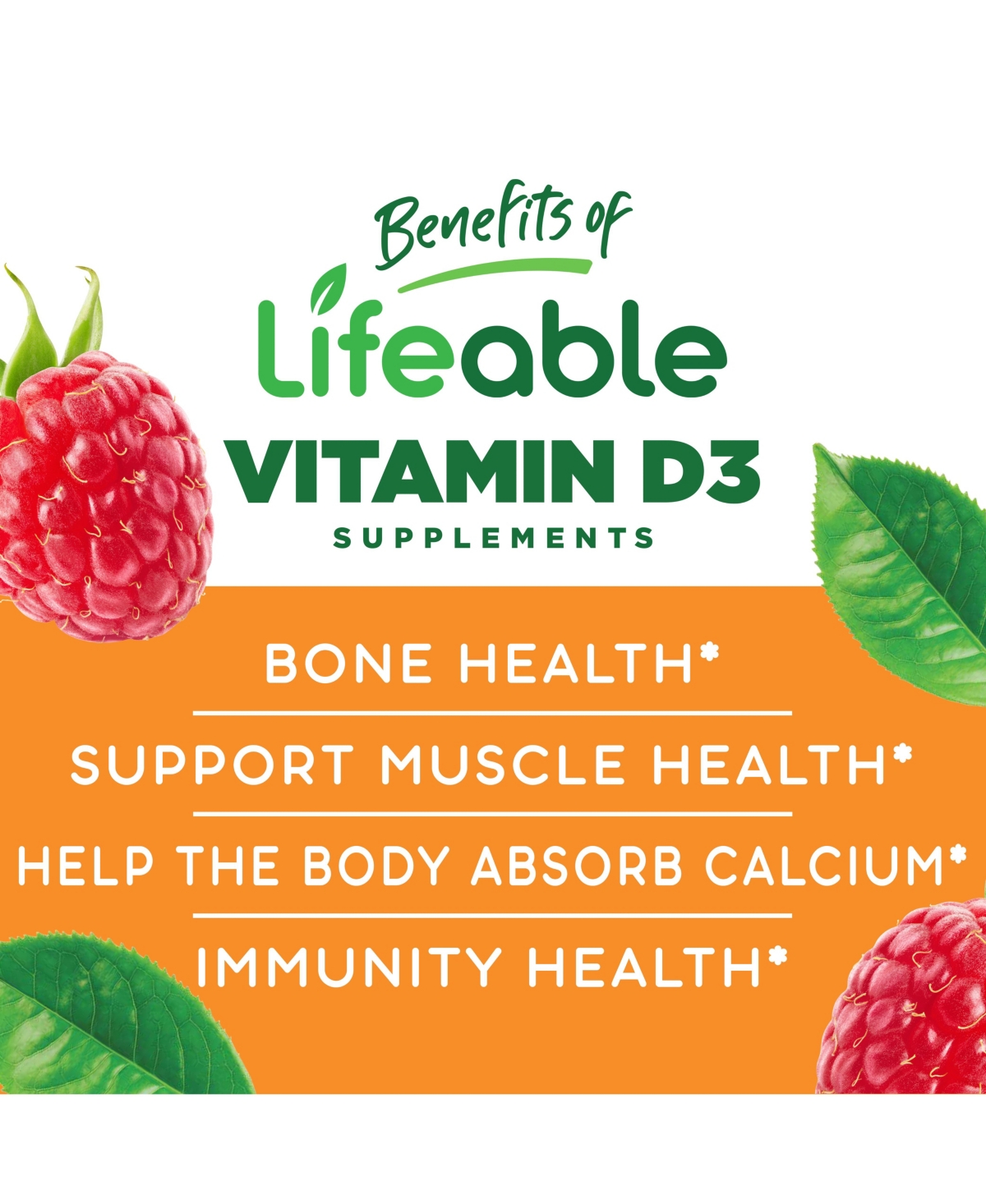 Lifeable Sugar Free Vitamin D for Kids 1,000 Iu Gummies - Bone Health And Immunity - Great Tasting Flavor, Dietary Supplement Vitamins - Gummies