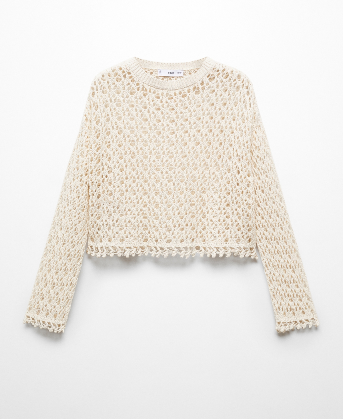 Shop Mango Women's Cotton Crochet Sweater In Natural White