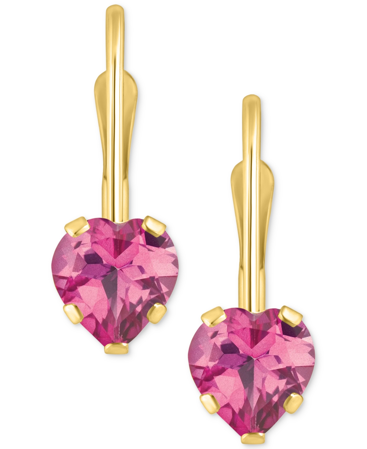 Pink Sapphire Heart-Shaped Solitaire Leverback Earrings (1-1/10 ct. t.w.) in 10k- Gold